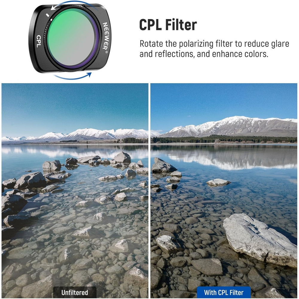 NEEWER ND16 ND64 ND256 CPL Variable ND Filter & Screen Protector Compatible with DJI Osmo Pocket 3/4