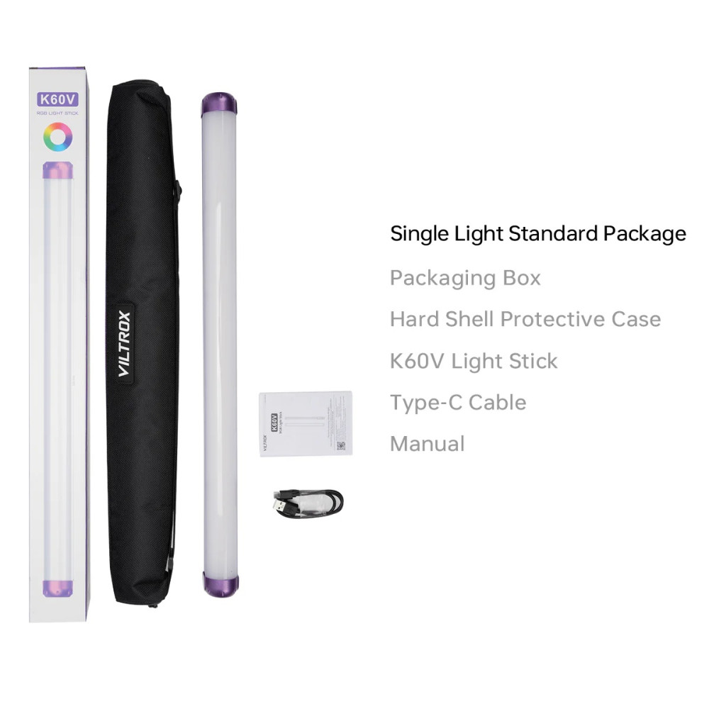 VILTROX K60V 20W Handheld RGB LED Light Stick Neon Purple (22.8")
