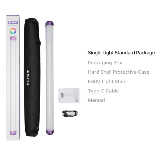 VILTROX K60V 20W Handheld RGB LED Light Stick Neon Purple (22.8")