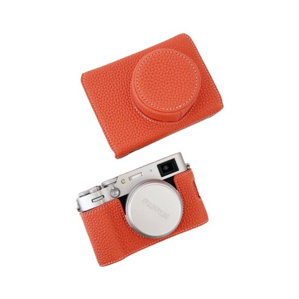 Camera Protective Case Full Camera Case Carrying Bag and Shoulder Strap for Fujifilm X100VI Camera (Orange)
