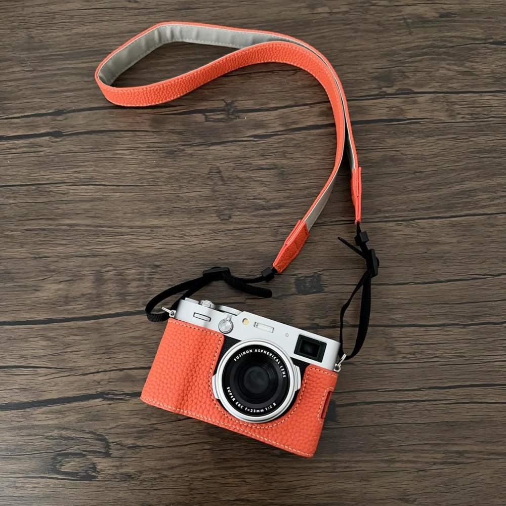 Camera Protective Case Full Camera Case Carrying Bag and Shoulder Strap for Fujifilm X100VI Camera (Orange)