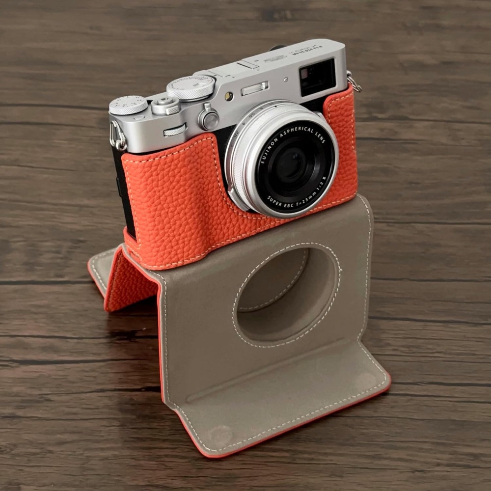 Camera Protective Case Full Camera Case Carrying Bag and Shoulder Strap for Fujifilm X100VI Camera (Orange)