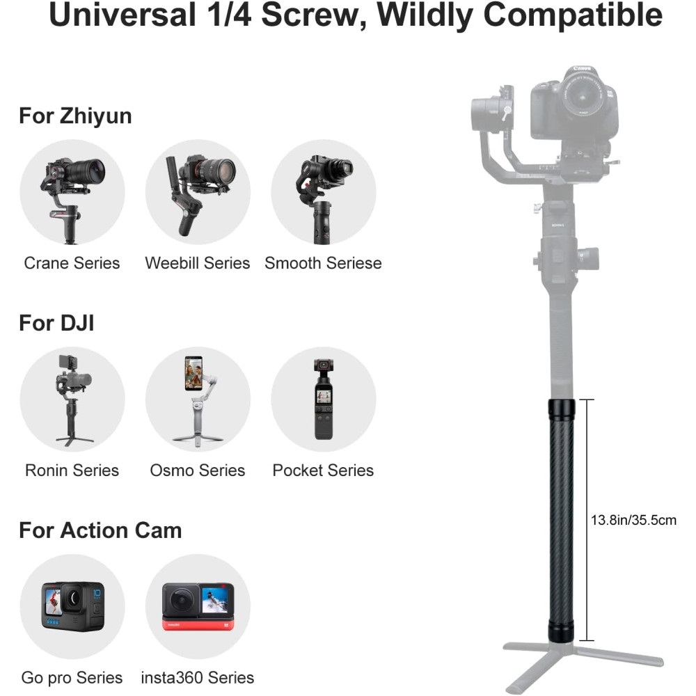 Carbon Fiber Extension Monopod Pole for DJI Ronin Gimbal Handle Grip (50cm) Carbon Fiber Extension Monopod Pole for DJI Ronin Gimbal Handle Grip (50cm)