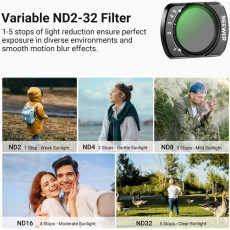 NEEWER ND2-32/ CPL/ Black Diffusion 1/4 Filter & Screen Protector Compatible with DJI Osmo Pocket 3/4