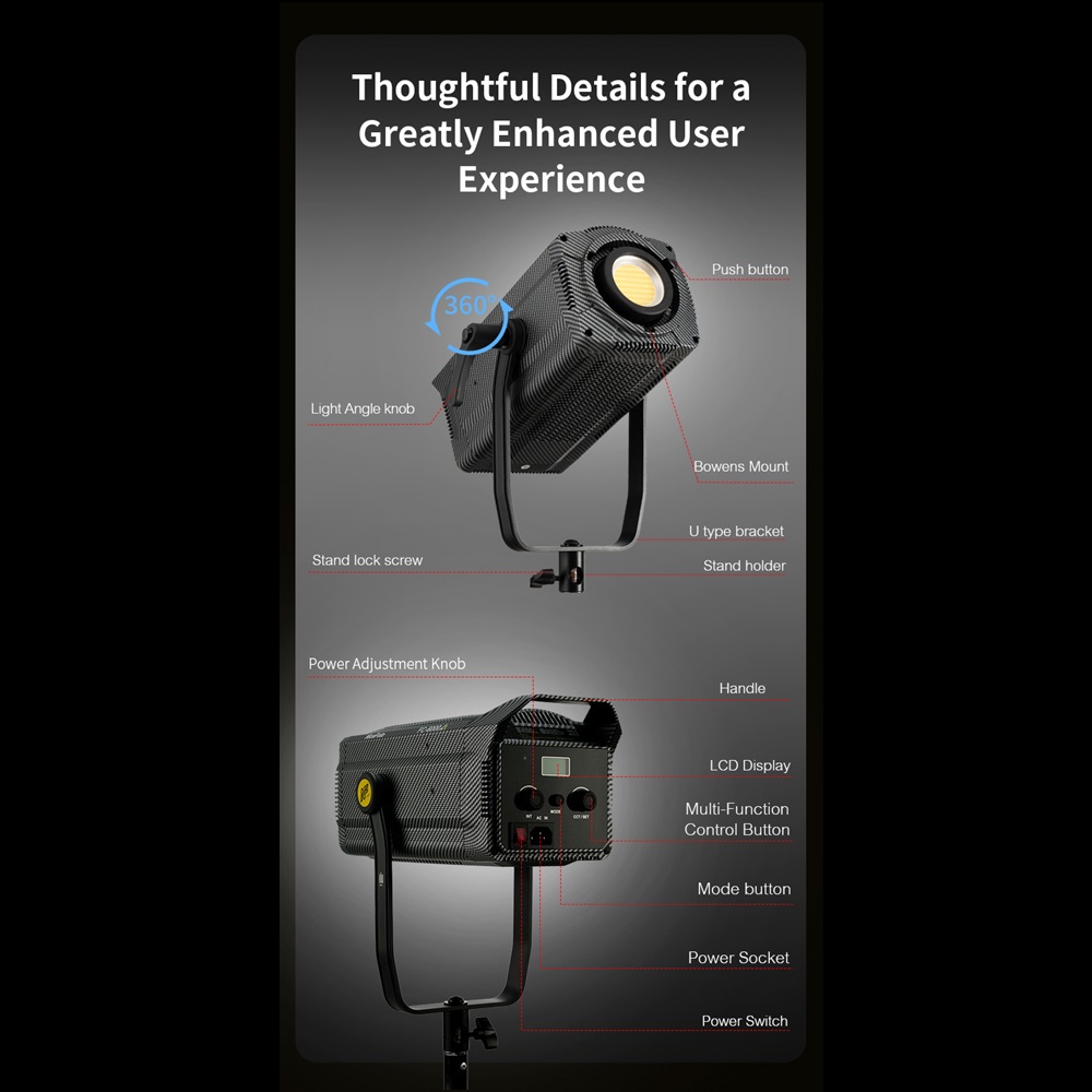 NiceFoto FC-6000A 600W Bi-Color COB LED Video Light