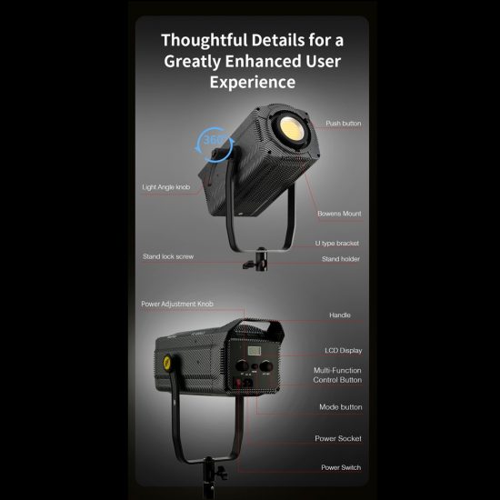 NiceFoto FC-6000A 600W Bi-Color COB LED Video Light