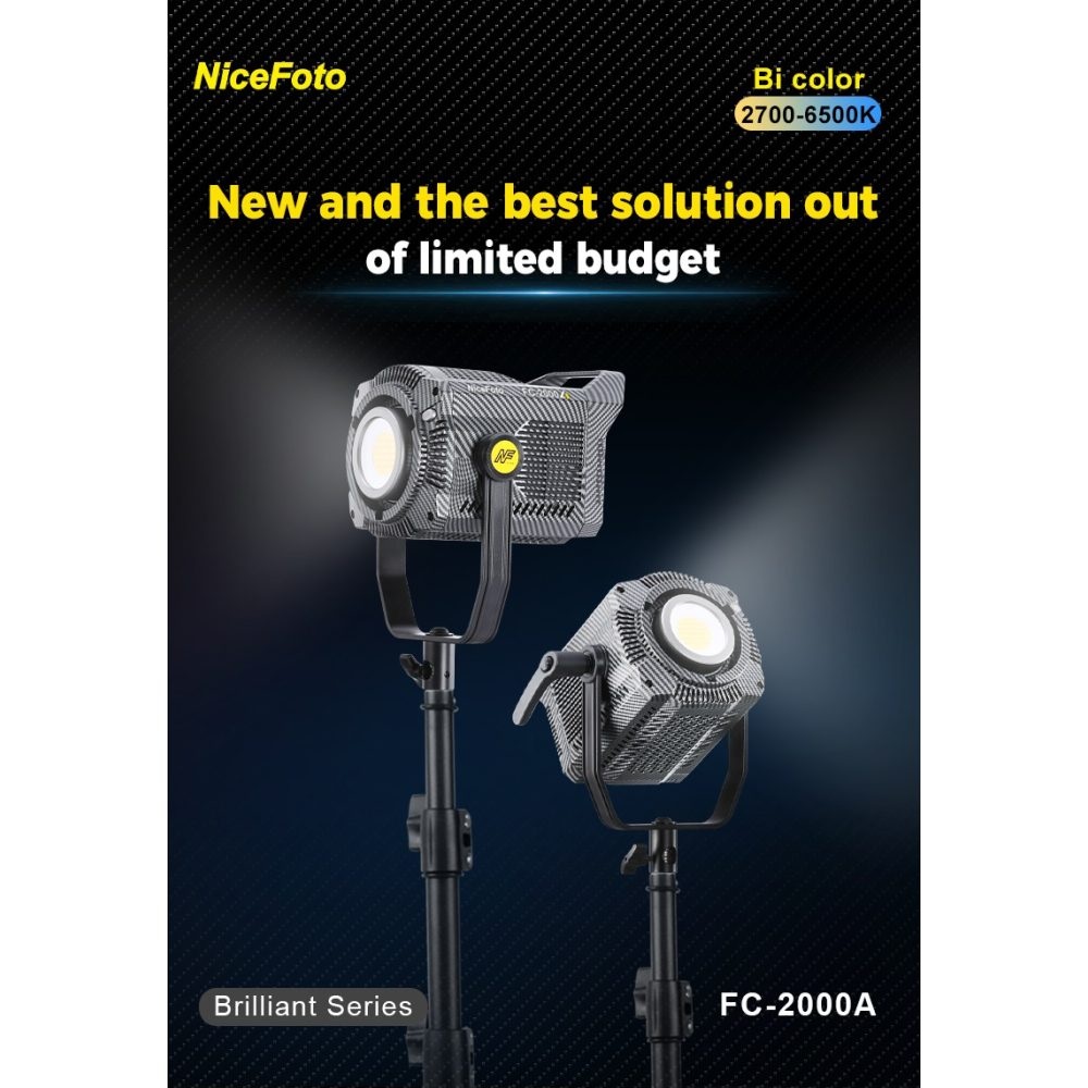 NiceFoto FC-2000A 200W Bi-Color COB LED Video Light