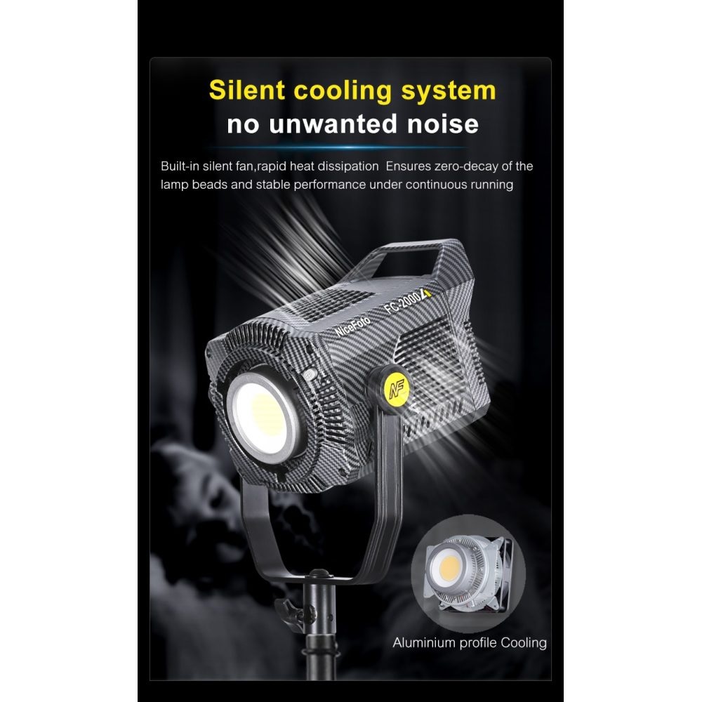 NiceFoto FC-2000A 200W Bi-Color COB LED Video Light