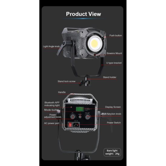 NiceFoto FC-2000A 200W Bi-Color COB LED Video Light