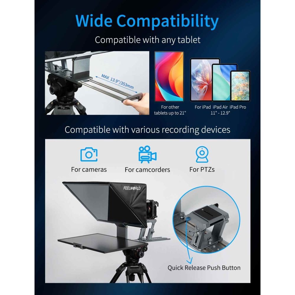 FEELWORLD TP21 21-inch Folding Teleprompter With Monitor FEELWORLD TP21 21-inch Folding Teleprompter With Monitor