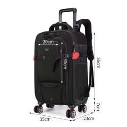 Camera Trolley Backpack with Wheels Professional DSLR Travel Bag (56×35×23cm)