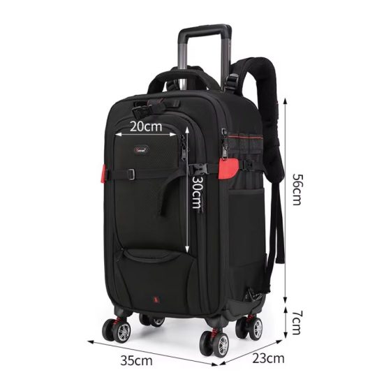 Camera Trolley Backpack with Wheels Professional DSLR Travel Bag (56×35×23cm)