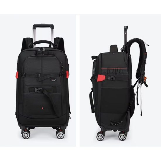 Camera Trolley Backpack with Wheels Professional DSLR Travel Bag (56×35×23cm)