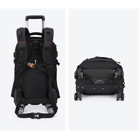 Camera Trolley Backpack with Wheels Professional DSLR Travel Bag (56×35×23cm)