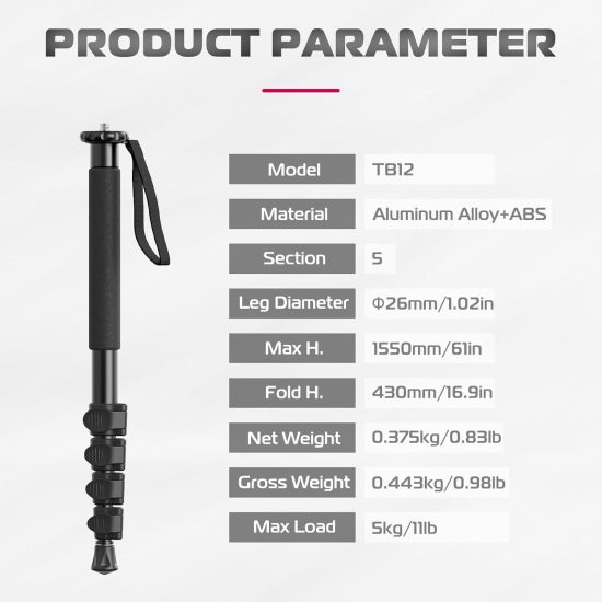 Ulanzi 61-inch Camera Portable Aluminium Monopod Ulanzi 61-inch Camera Portable Aluminium Monopod