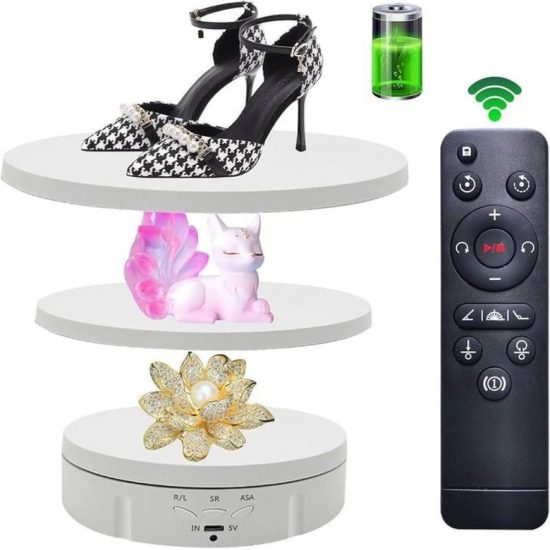 3in1 360° Electric Rotating Display Stand (White)