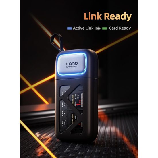 llano R404 2in1 High-Speed SD/TF Card Reader with Built-in Slot Storage