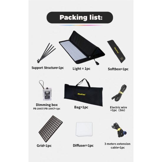 NiceFoto FB-2000C 200W RGBW Folding Fabric LED Light