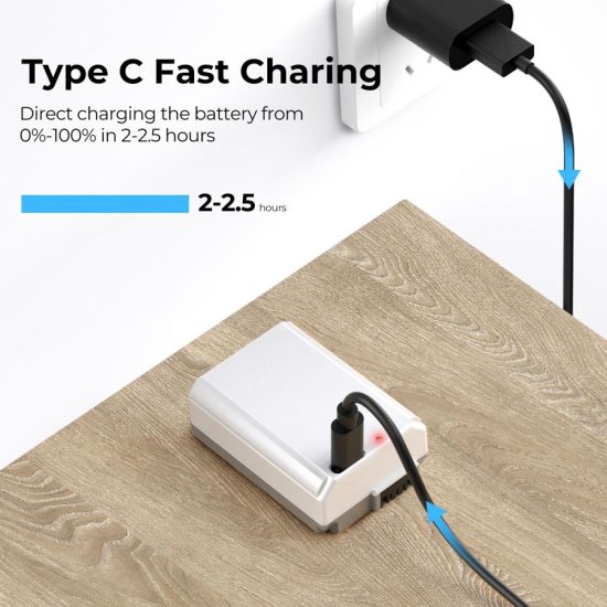 K&F Concept NP-FW50 Battery 1100mAh Type-C Fast Charging Compatible with Sony (2 Pack)
