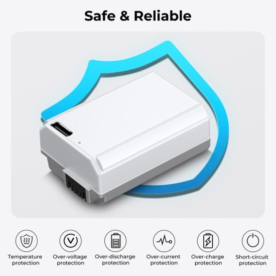 K&F Concept NP-FW50 Battery 1100mAh Type-C Fast Charging Compatible with Sony (2 Pack)