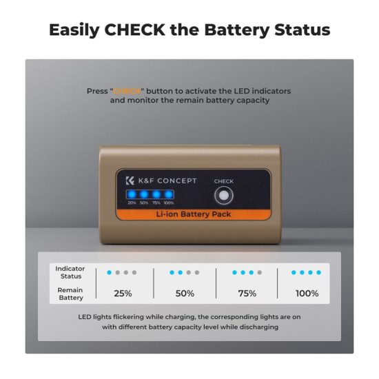 K&F Concept 10500mAh Replacement USB-C Battery for NP-F970 PD 20W Two-Way Fast Charging