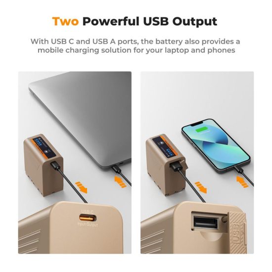 K&F Concept 10500mAh Replacement USB-C Battery for NP-F970 PD 20W Two-Way Fast Charging