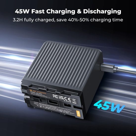 K&F Concept 10500mAh Replacement USB-C Battery for NP-F970 PD 45W Fast Charging