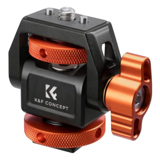 K&F Concept Adjustable Camera Monitor Mount 360° Swivel & 180° Tilt with Cold Shoe & ARRI Mount