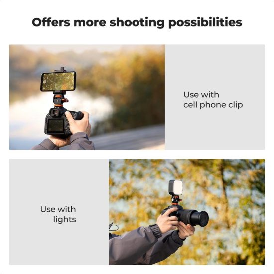 K&F Concept Adjustable Camera Monitor Mount 360° Swivel & 180° Tilt with Cold Shoe & ARRI Mount