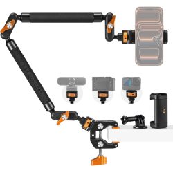 K&F Concept 22-Inch Magic Arm Clamp Kit Overhead Desk Camera Mount Friction Boom Arm for Phone & Camera