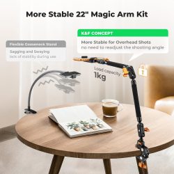 K&F Concept 22-Inch Magic Arm Clamp Kit Overhead Desk Camera Mount Friction Boom Arm for Phone & Camera
