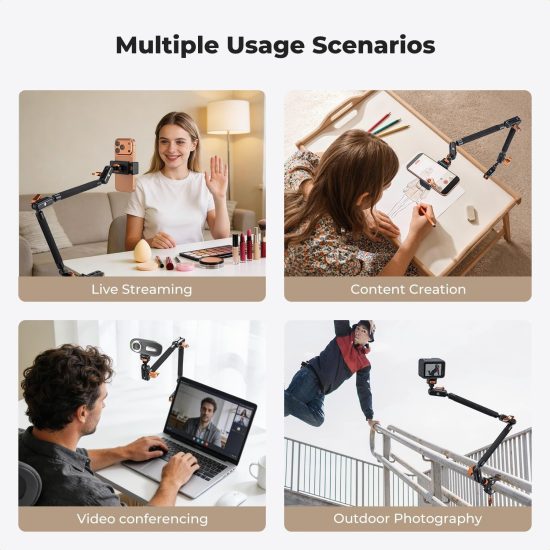 K&F Concept 22-Inch Magic Arm Clamp Kit Overhead Desk Camera Mount Friction Boom Arm for Phone & Camera