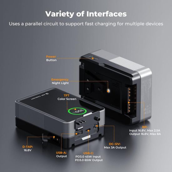 K&F Concept V Mount Battery 50Wh 3400mAh Mini V-Mount Battery with 65W Output