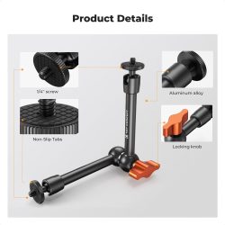 K&F Concept 9.8-Inch Magic Arm with 1/4-Inch Screw & 360° Ball Heads for Camera Monitor & Lighting Setup
