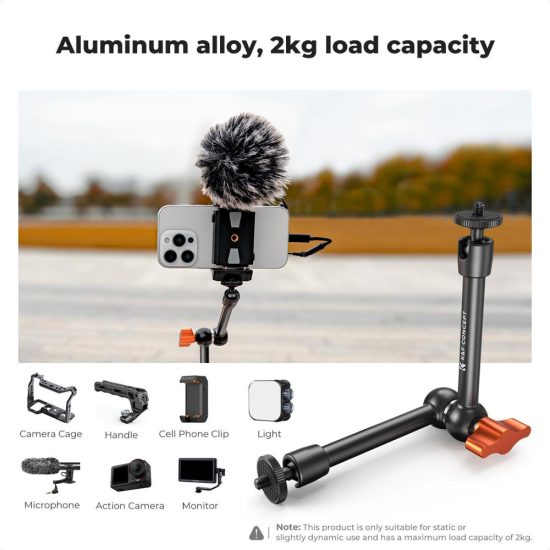 K&F Concept 9.8-Inch Magic Arm with 1/4-Inch Screw & 360° Ball Heads for Camera Monitor & Lighting Setup