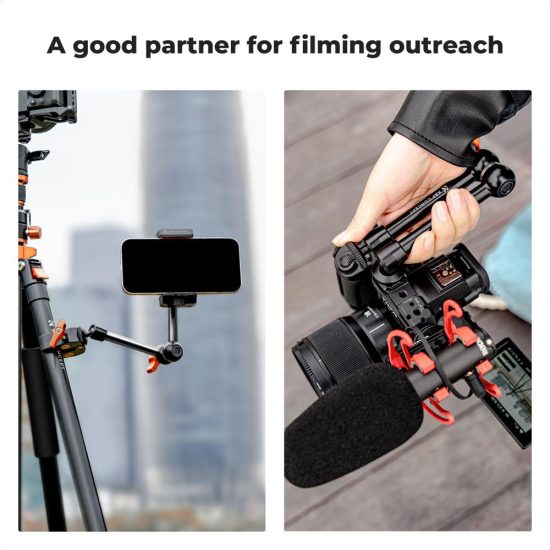 K&F Concept 9.8-Inch Magic Arm with 1/4-Inch Screw & 360° Ball Heads for Camera Monitor & Lighting Setup