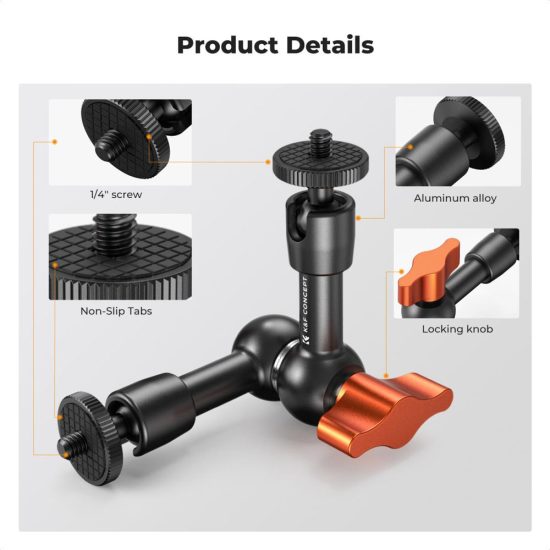 K&F Concept 6-Inch Magic Arm with 1/4-Inch Screw & 360° Ball Head for Monitor LED Light