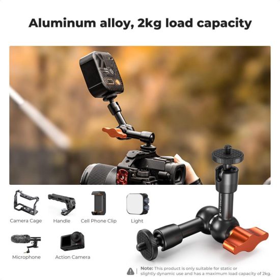 K&F Concept 6-Inch Magic Arm with 1/4-Inch Screw & 360° Ball Head for Monitor LED Light