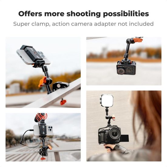 K&F Concept 6-Inch Magic Arm with 1/4-Inch Screw & 360° Ball Head for Monitor LED Light