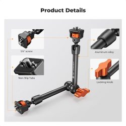 K&F Concept 11-Inch Magic Arm with 1/4-Inch Screw & 360° Ball Heads for Monitor LED Light & Camera Rig