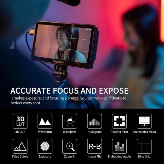 FEELWORLD F5 Pro V4 6 Inch Touch Screen 3D LUT DSLR Camera Field Monitor