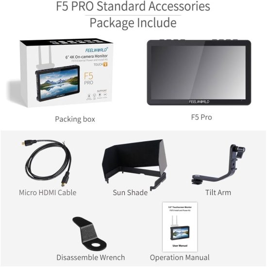 FEELWORLD F5 Pro V4 6 Inch Touch Screen 3D LUT DSLR Camera Field Monitor