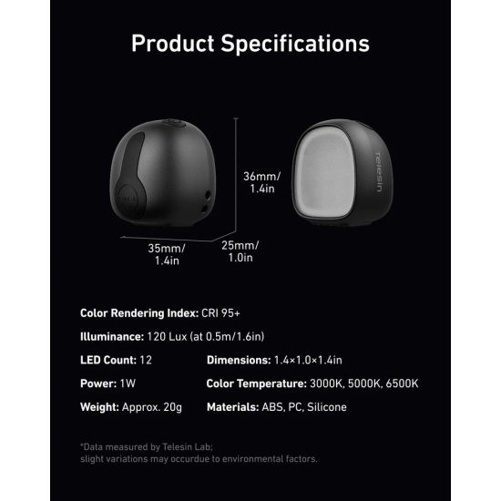 TELESIN Dual Mini Fill Light Set for DJI Osmo Pocket 3/4/ Pro