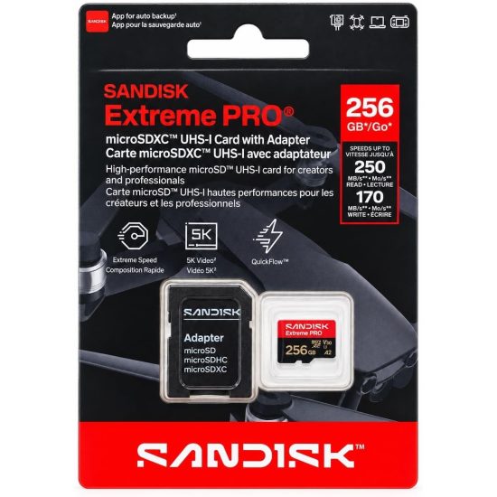 SANDISK Extreme PRO microSDXC 256GB, UHS-I + SD ...