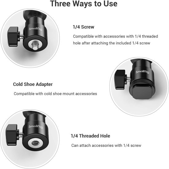 SmallRig Camera Hot Shoe Mount with 1/4"-20 Screw Ball Head
