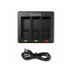TELESIN Triple Battery Charger for GoPro Hero 12/11/10/9