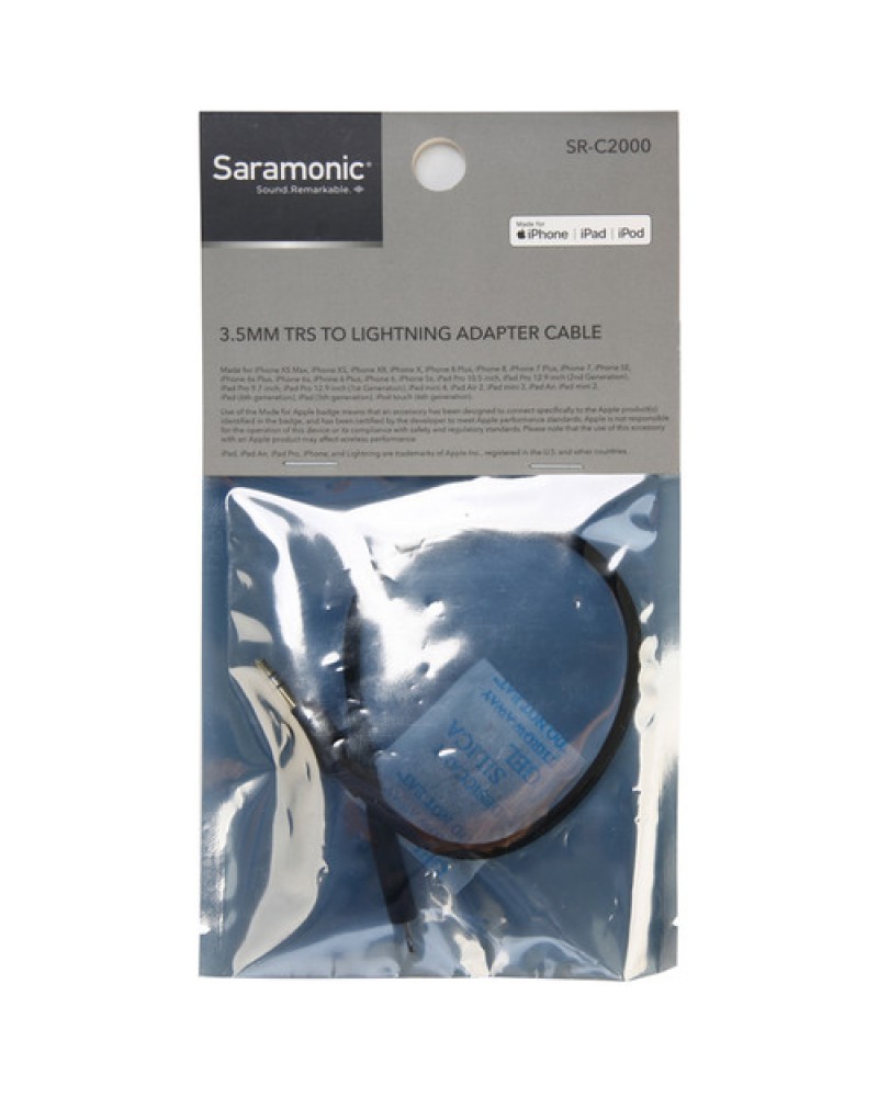 Saramonic SR-C2000 3.5mm TRS Male to Lightning Adapter Cable Saramonic SR-C2000 3.5mm TRS Male to Lightning Adapter Cable