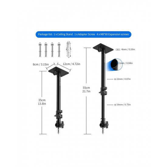 Selens Photography Studio Wall Mount Camera Wall Ceiling Mount Boom Arm