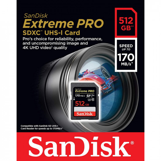 Sandisk Extreme Pro SDXC V30 U3 170Mbps 512GB Memory Card Sandisk Extreme Pro SDXC V30 U3 170Mbps 512GB Memory Card