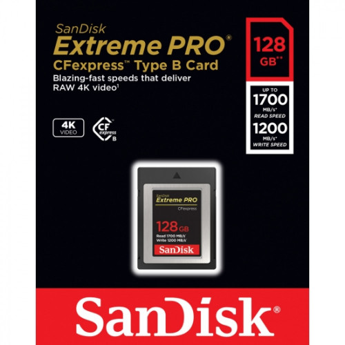SanDisk 128GB Extreme Pro CFexpress Card Type B 1700/1200 MB/s Read/Write